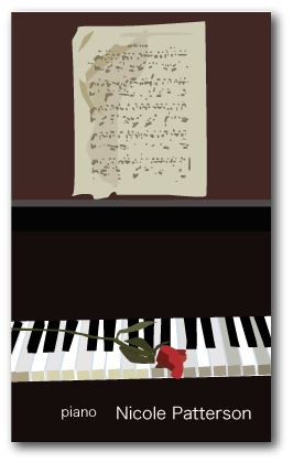 ピアノ名刺01　アンティーク鍵盤にバラ
1