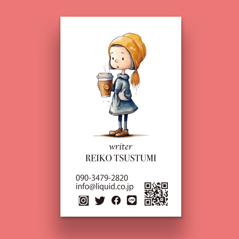 コーヒー名刺02　コーヒーを飲む少女
